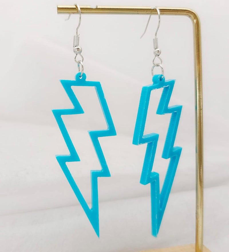 Modpide 80s Neon Earrings Hollow Lightning Bolt Halloween Punk Retro Earrings for Women 80's Party Accessories - Image 3